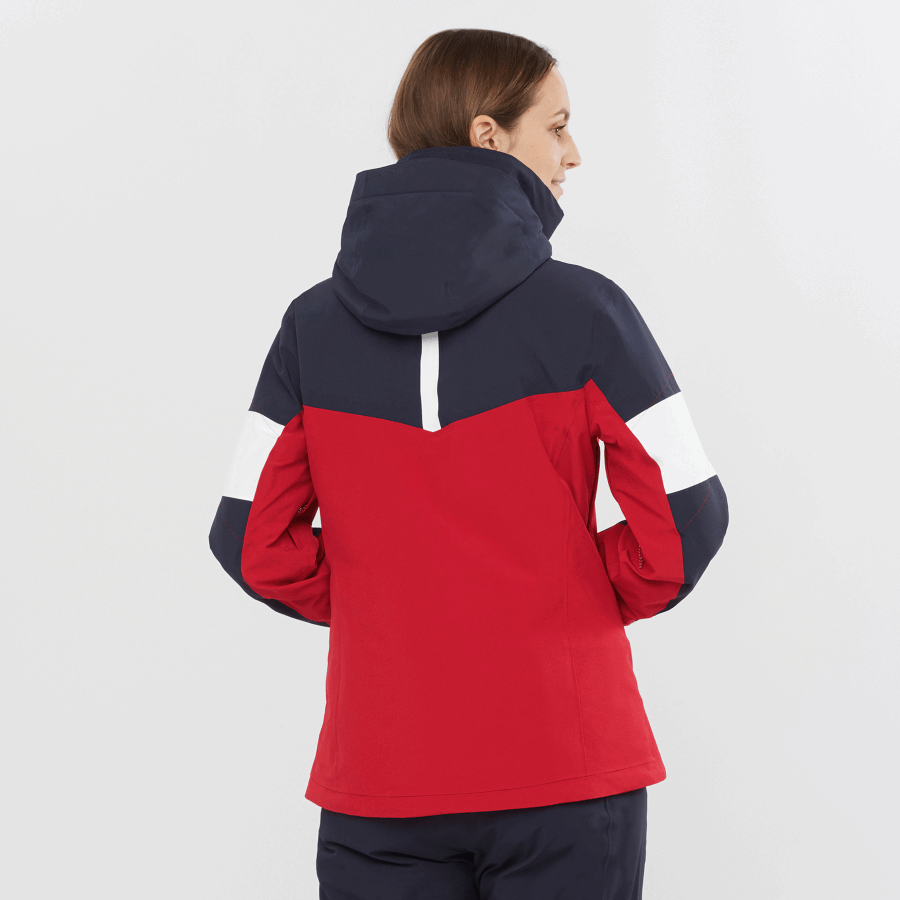 Women's Insulated Jacket Hoodie Speed Red Chili-Night Sky-White