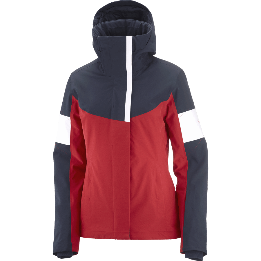 Women's Insulated Jacket Hoodie Speed Red Chili-Night Sky-White