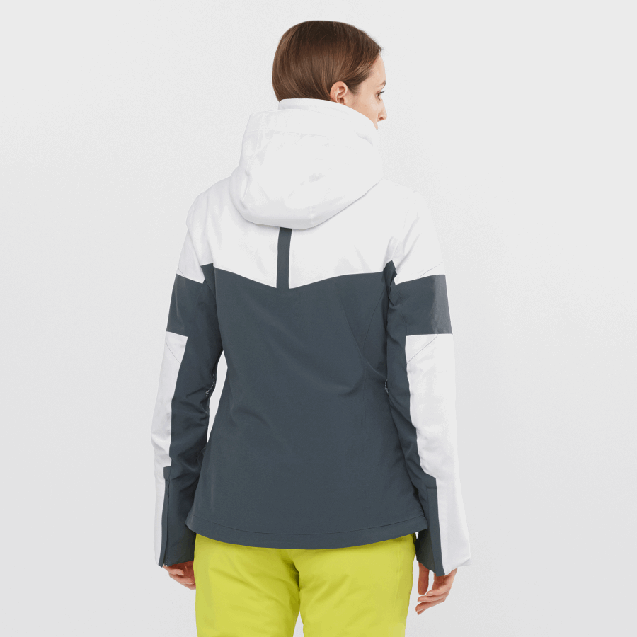 Women's Insulated Jacket Hoodie Speed White-Ebony