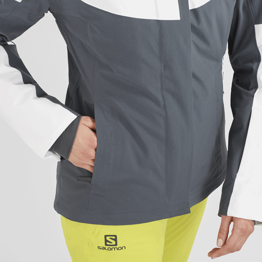 Women's Insulated Jacket Hoodie Speed White-Ebony