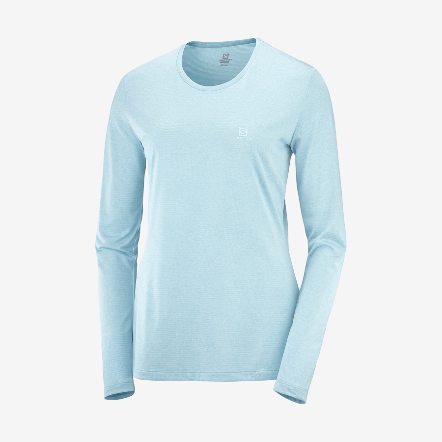 Women's Long Sleeve T-Shirt Agile Crystal Blue-Blue-Heather