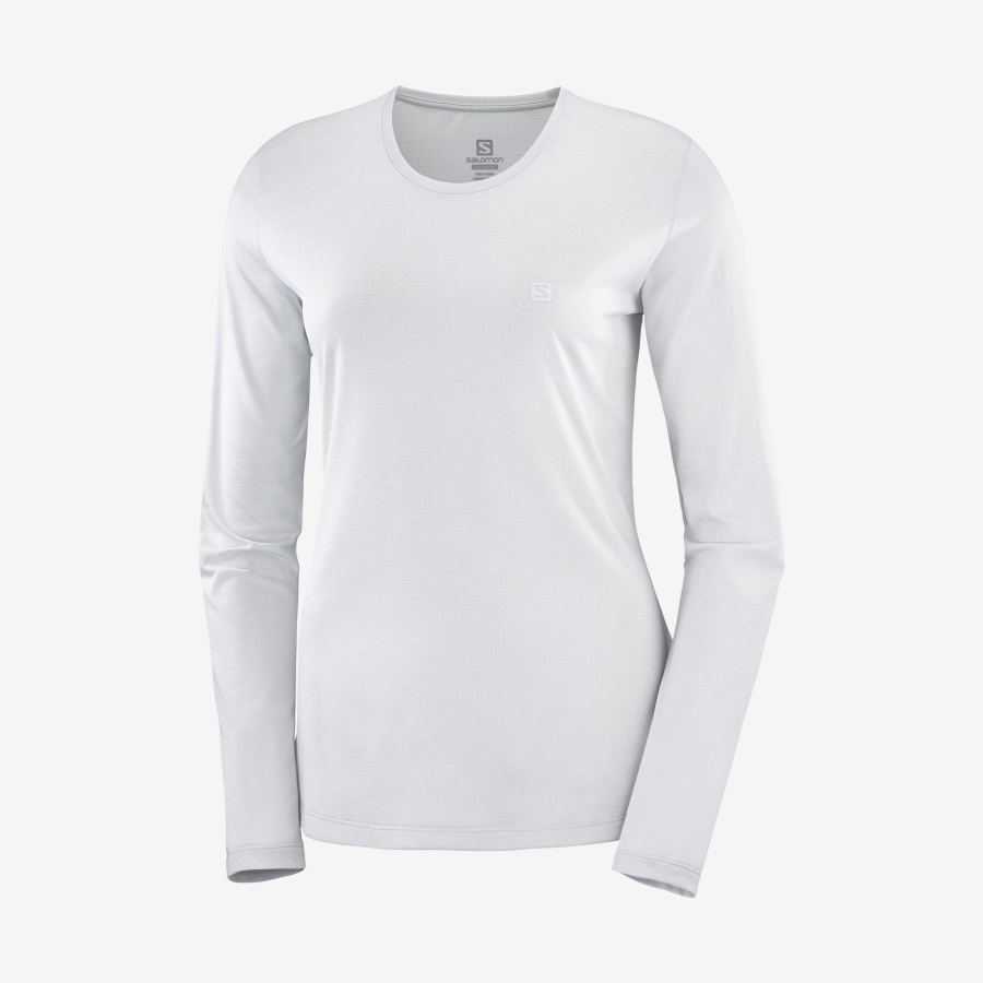 Women's Long Sleeve T-Shirt Agile White-Oyster Mushroom-Heather