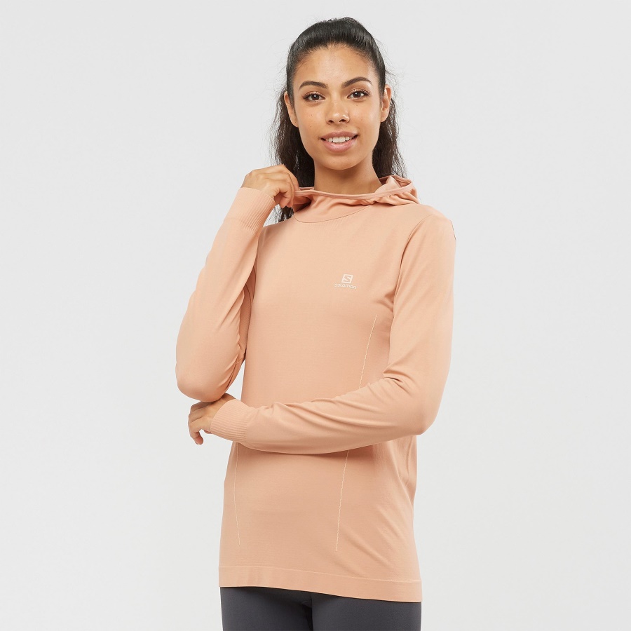 Women's Long Sleeve T-Shirt Hoodie Essential Seamless Sirocco-Shell