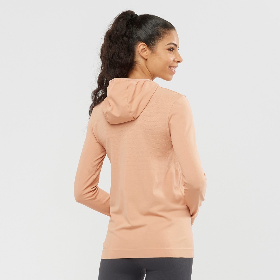 Women's Long Sleeve T-Shirt Hoodie Essential Seamless Sirocco-Shell