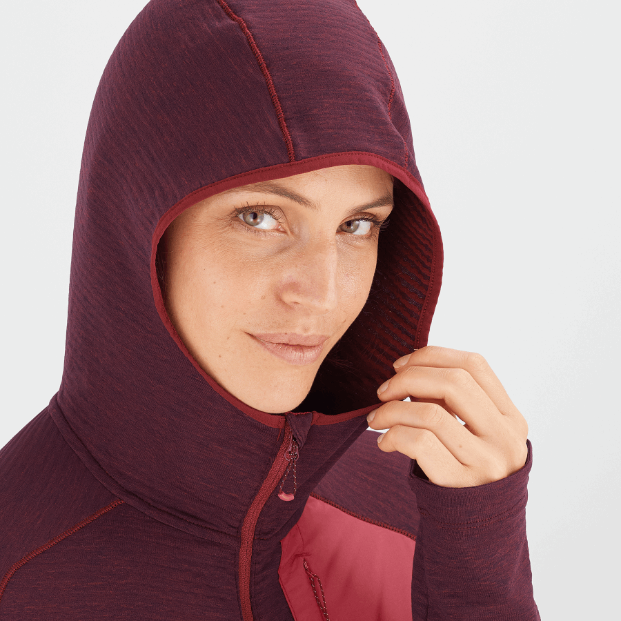 Women's Midlayer Jacket Hoodie Essential Lightwarm Hooded Cabernet-Earth Red