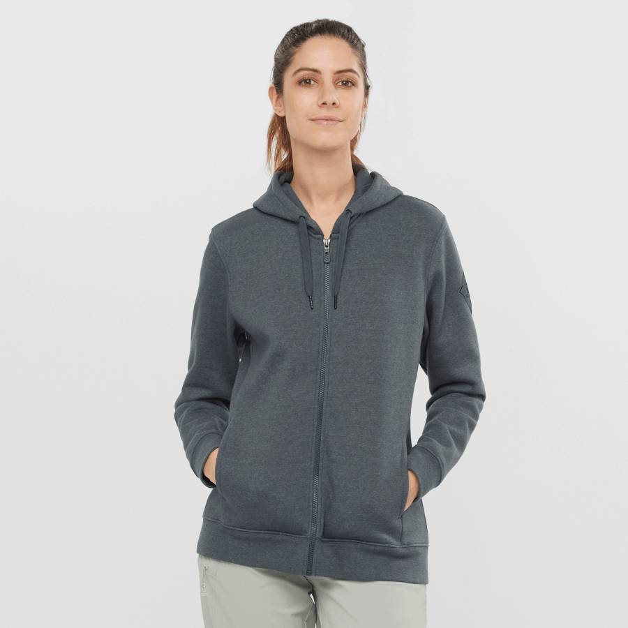 Women's Midlayer Jacket Hoodie Essential Warm Salomon Ebony-Heather