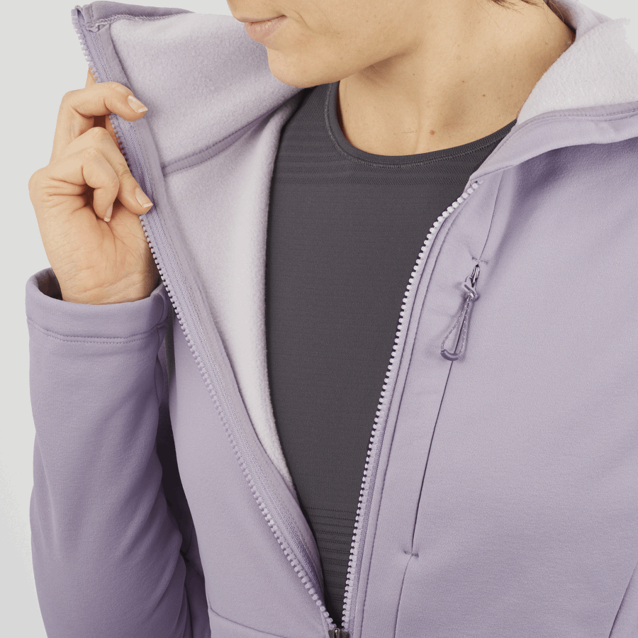 Women's Midlayer Jacket Hoodie Essential Xwarm Lavender Gray