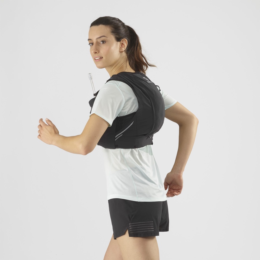 Women's Running Vest With Flasks Included Sense Pro 10 Black-Ebony