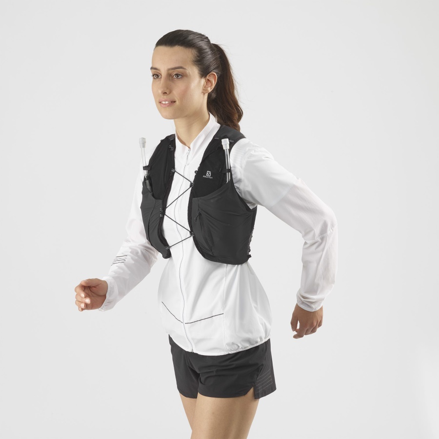Women's Running Vest With Flasks Included Sense Pro 5 Black-Ebony