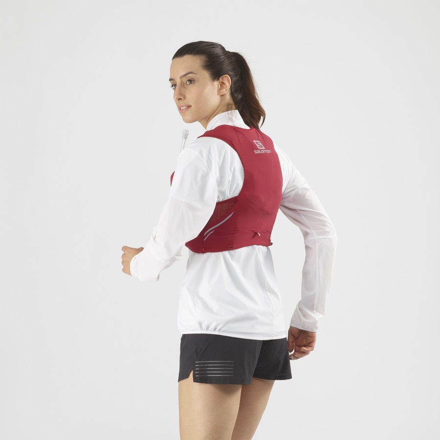 Women's Running Vest With Flasks Included Sense Pro 5 Red Chili-Ebony