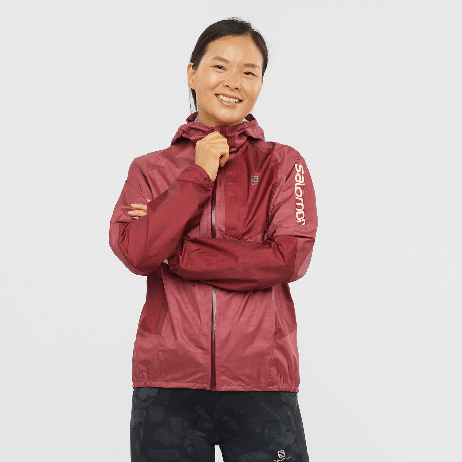 Women's Shell Jacket Bonatti Waterproof Earth Red-Cabernet-Apricot Ice