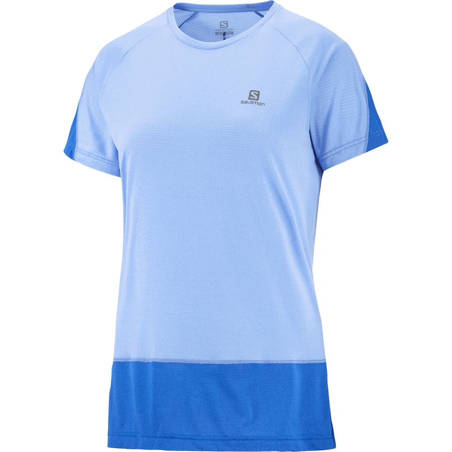 Women's Short Sleeve T-Shirt Cross Run Provence-Heather-Nautical Blue