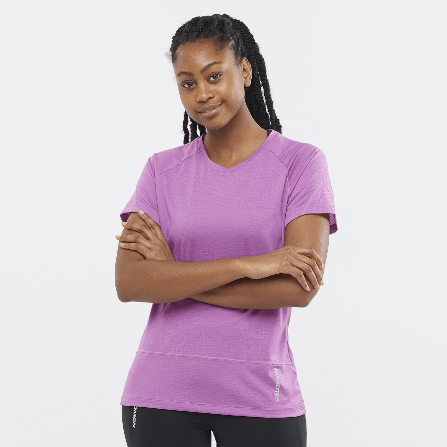 Women's Short Sleeve T-Shirt Cross Run Sparkling Grape-Heather