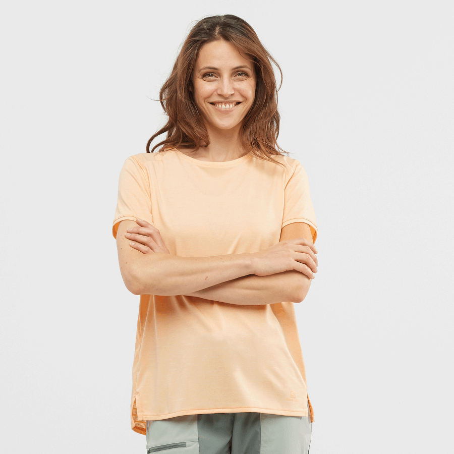 Women's Short Sleeve T-Shirt Outline Summer Apricot Ice