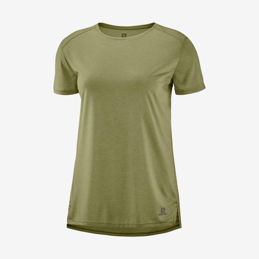 Women's Short Sleeve T-Shirt Outline Summer Martini Olive