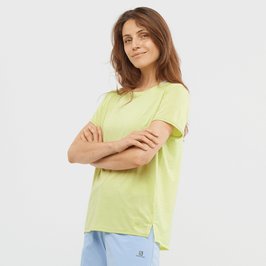 Women's Short Sleeve T-Shirt Outline Summer Sunny Lime